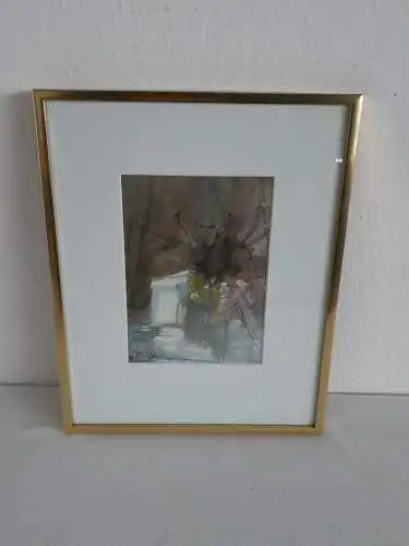 H947-Aquarell-Bild-Gemälde-Passepartout-signiert-datiert-gerahmt-