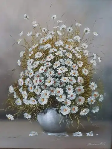 H900-Stillleben-Blumenbild-gerahmt-Bild-Gemälde-signiert-Malerei-