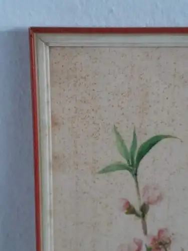H916-Blumenbild-Mandelbaum-signiert-gerahmt-Bild-Gemälde-Malerei-