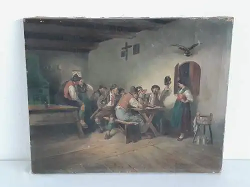 H918-Szenenbild-Kunststudie-Ölbild-Ölgemälde-Öl auf Leinen-Bild-signiert-datiert