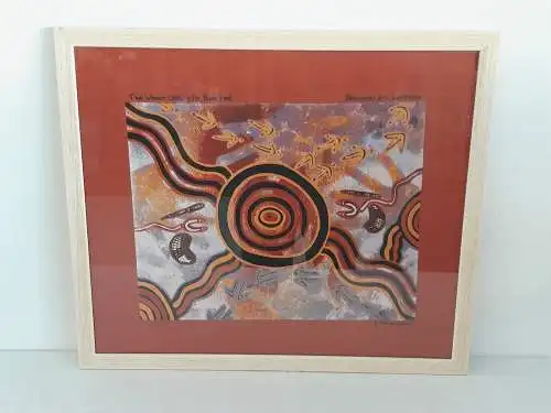 H1040-Aboriginal Art Australia-Leinwanddruck-gerahmt-hinter Glas-Passepartout-