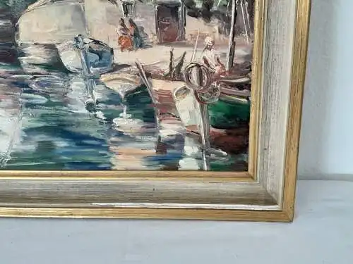 H1287-Ölgemälde-Öl auf Leinen-Ölbild-Landschaftsbild-Küstenbild-gerahmt