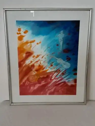 H1296-Aquarell-Mischkunst-Bild-Gemälde-signiert-gerahmt-