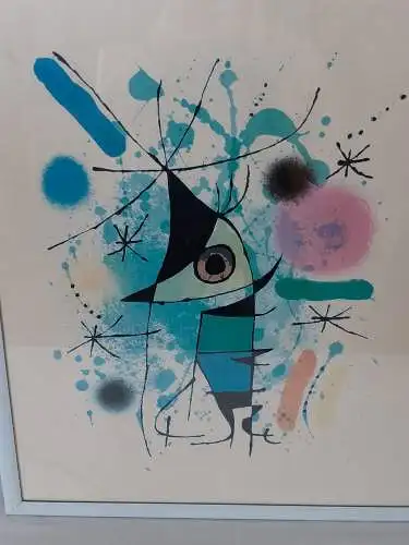 H1153-Druck-"Joan Miro-der singende Fisch"-Bild-Gemälde-gerahmt-hinter Glas-