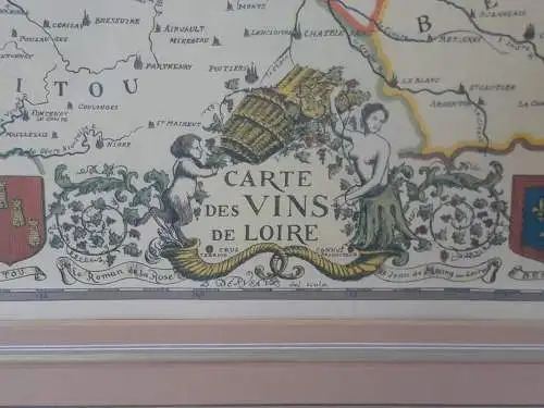 H1194-Colorierter Kupferstich-Landkarte-Bild-Gemälde-gerahmt-Passepartout-