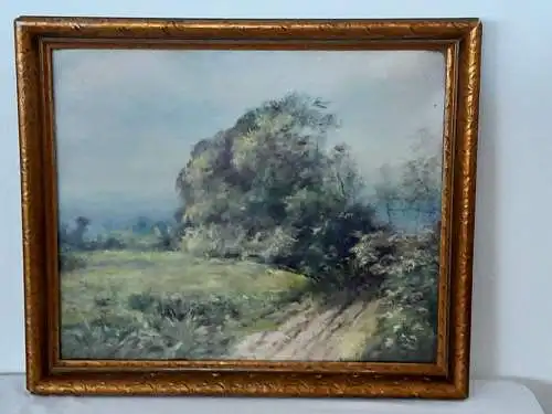 H1187-Landschaftsbild-Aquarell-Bild-Gemälde-signiert-gerahmt-