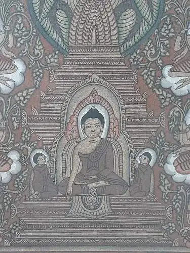 H1278-Gemälde-Bild-Sandbild-Asiatische Kunst-gerahmt-