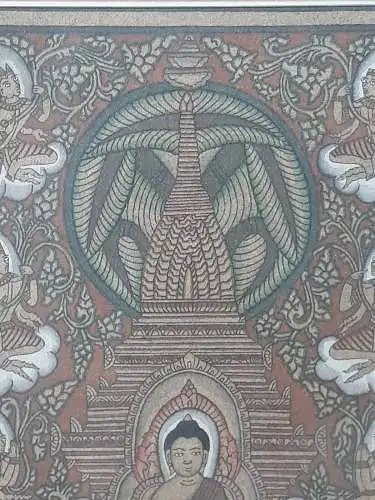 H1278-Gemälde-Bild-Sandbild-Asiatische Kunst-gerahmt-