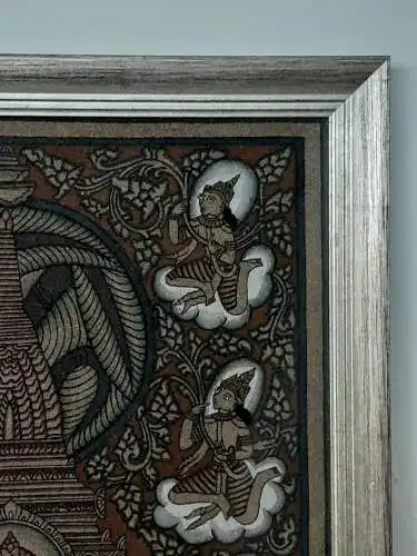 H1278-Gemälde-Bild-Sandbild-Asiatische Kunst-gerahmt-