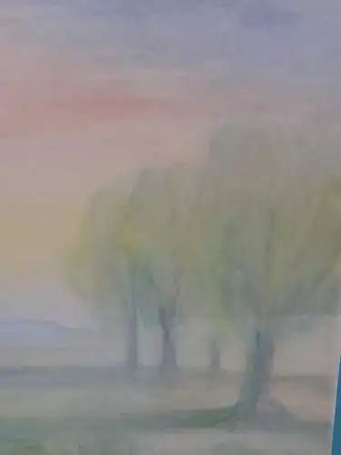 H985-Aquarell-Landschaftsbild-hinter Glas-gerahmt-Bild-Gemälde-