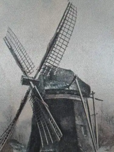 H703-Landschaftsbild-Bild-Gemälde-Mühle am Wasser-Seide-gerahmt-