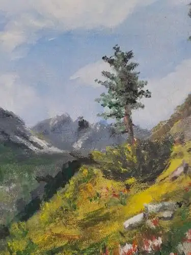 H721-Landschaftsbild-Öl auf Leinen-Ölbild-Ölgemälde-gerahmt-Bild-Gemälde-