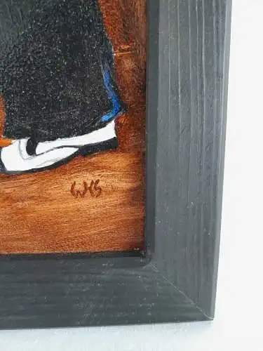 H723-Szenenbild-Gemälde-Öl auf Holz-Ölbild-gerahmt-Monogrammiert-die Tänzer-
