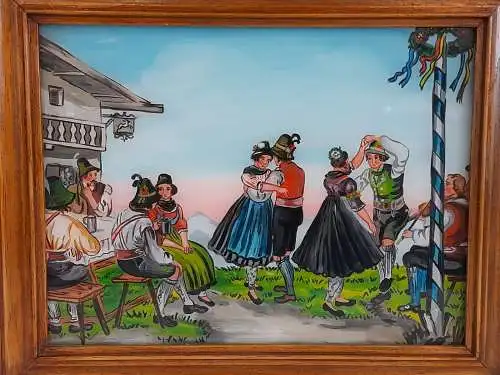 H740-Szenenbild-Hinterglasbild-Gemälde-Bild-gerahmt-handgemalt-