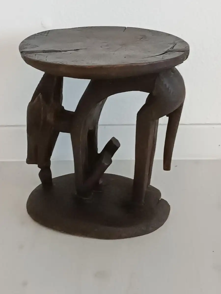 H60253-Hocker-afrikanische-Kunst-Sitzmöbel-Beistelltisch-Tisch- 0