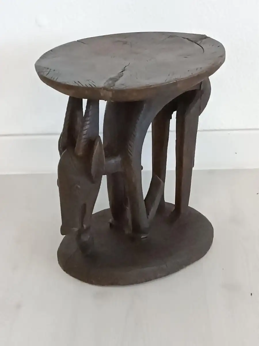 H60253-Hocker-afrikanische-Kunst-Sitzmöbel-Beistelltisch-Tisch- 1