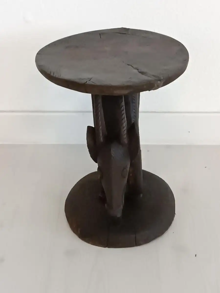 H60253-Hocker-afrikanische-Kunst-Sitzmöbel-Beistelltisch-Tisch- 3