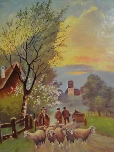 KS-H124-Ölgemälde-Bild-Öl auf Holz-Hoffmann Gemälde-Ölbild-Franz Hoffmann