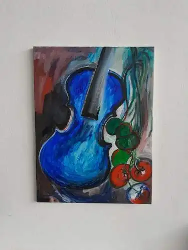 H615-Ölbild-Ölgemälde-Musikinstrument-Johann Marsteurer-Bild-Gemälde-Malerei-