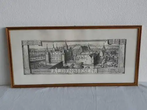 H559-Stadtbild-Druck-Gemälde-Bild-Belgien-Schloss-gerahmt-