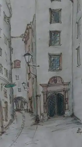 H25-Aquarellbild-Stadtgemälde-Bild-Aquarell-Gemälde-Salzburg-gerahmt-Pollak