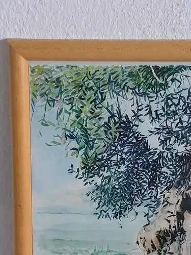 H465-Landschaftsbild-Landschaftsgemälde-Aquarell auf Papier-Bild-Gemälde-datiert