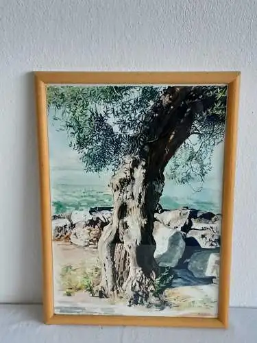 H465-Landschaftsbild-Landschaftsgemälde-Aquarell auf Papier-Bild-Gemälde-datiert