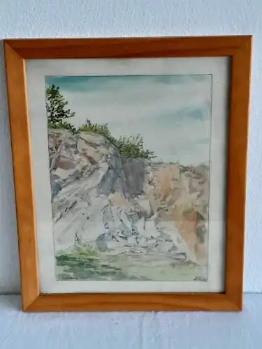 H473-Aquarell-Gemälde-Bild-Eggenburg-hinter Glas-datiert-signiert-gerahmt-