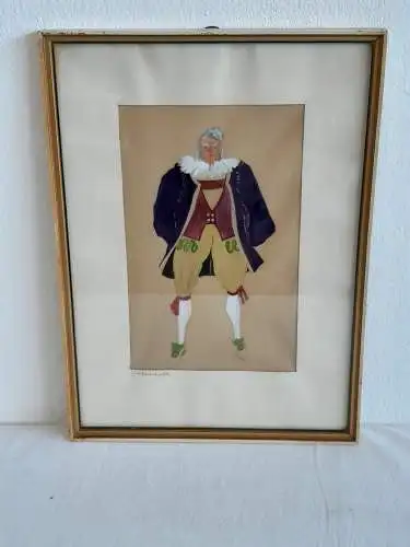 H490-Aquarell-auf Papier-Trachtenstudie-Passepartout-gerahmt-signiert-