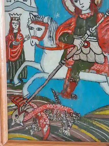 H501-Glasmalerei-Ikone-Bild-Gemälde-Drachentöter Heiliger Georg