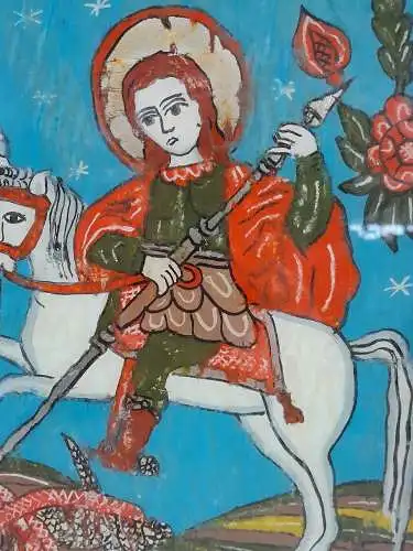 H501-Glasmalerei-Ikone-Bild-Gemälde-Drachentöter Heiliger Georg