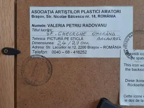 H501-Glasmalerei-Ikone-Bild-Gemälde-Drachentöter Heiliger Georg