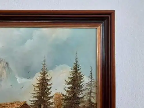 H505-Landschaftsbild-Ölbild-Ölgemälde-Öl auf Leinen-signiert-gerahmt-Bild-