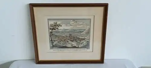 H456-Stadtbild-colorierte-Lithographie-Gemälde-Bild-Klosterneuburg-Passepartout-