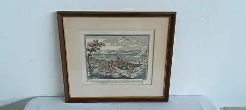 H456-Stadtbild-colorierte-Lithographie-Gemälde-Bild-Klosterneuburg-Passepartout-