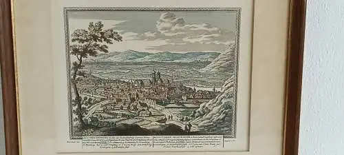 H456-Stadtbild-colorierte-Lithographie-Gemälde-Bild-Klosterneuburg-Passepartout-