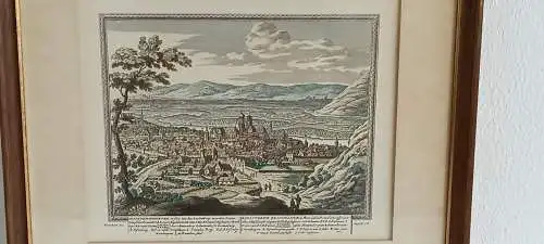 H456-Stadtbild-colorierte-Lithographie-Gemälde-Bild-Klosterneuburg-Passepartout-