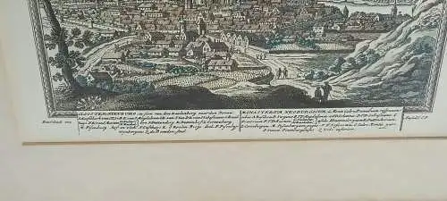 H456-Stadtbild-colorierte-Lithographie-Gemälde-Bild-Klosterneuburg-Passepartout-