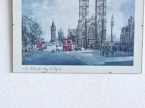 H415-Gemälde-Bild-Druck-London-Westminster Abbey-Big Ben-Stadtbild-hinter Glas-