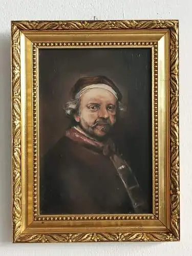 H179-Portrait-Öl auf Holz-Gemälde-Ölbild-Ölgemälde-Bild-Prunkrahmen-gerahmt-