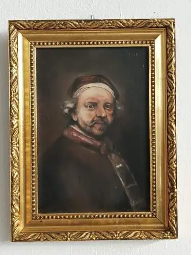 H179-Portrait-Öl auf Holz-Gemälde-Ölbild-Ölgemälde-Bild-Prunkrahmen-gerahmt-