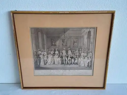 H406-Gemälde-Bild-Kaiserhof Wien-Kupferstich-Passepartout-signiert-gerahmt-