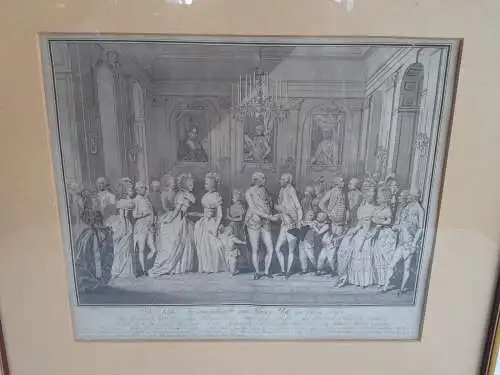 H406-Gemälde-Bild-Kaiserhof Wien-Kupferstich-Passepartout-signiert-gerahmt-