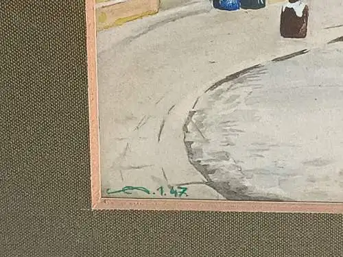 H186-Landschaftsbild-Gemälde-Bild-Aquarell-signiert-gerahmt-datiert-