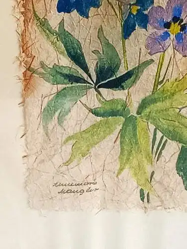 H220-Blumenbild-Gemälde-Aquarell auf handgeschöpften Papier-Bild-gerahmt-