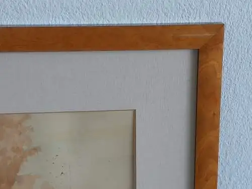 H397-Landschaftsbild-Gemälde-Bild-Aquarell-Passepartout-gerahmt