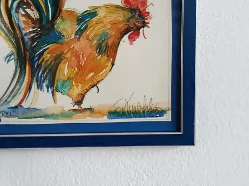 H143-Gemälde-Bild-Tierbild-Tiergemälde-Aquarell-Vogelstudie-Serie 3 von 3-gerahm