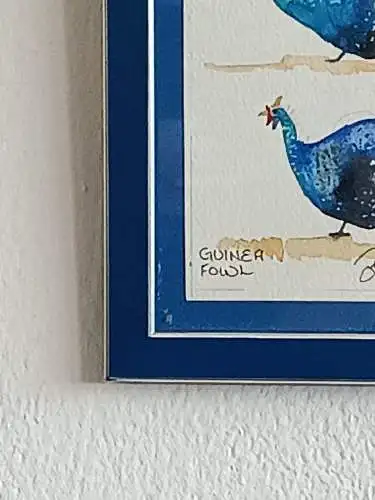 H138-Gemälde-Bild-Tierbild-Tiergemälde-Aquarell-Vogelstudie-Serie 1 von 3-gerahm