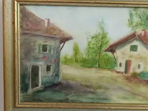 H144-Gemälde-gerahmt-Landschaftsbild-Bild-Aquarell-