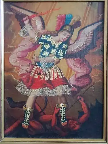 H142-Ölbild-gerahmt-Gemälde-Bild-Erzengel Gabriel-Ölgemälde-